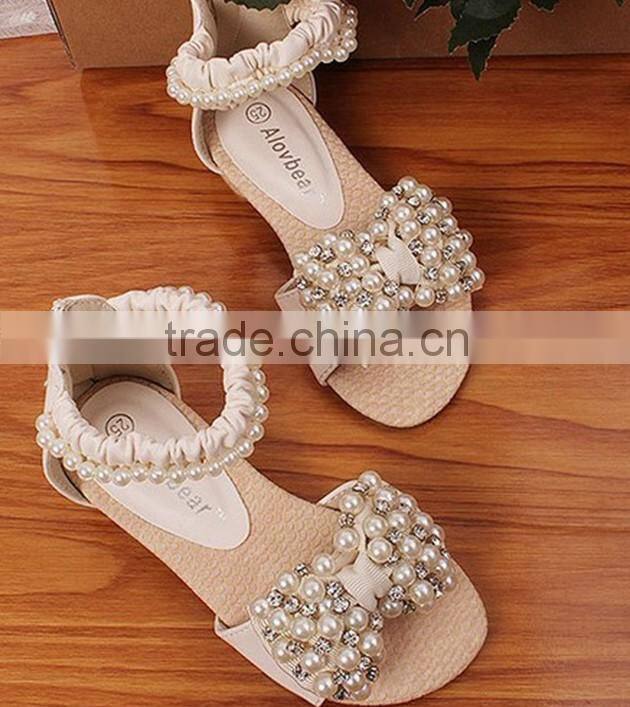 2014 Flower Pearl Girls Sandals Kids Sandals
