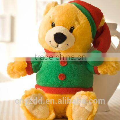 Soft Toy Bear Wearing Christmas Hat and Clothes/Gift Toy Bear for Christmas /Stuffed Toy Bear in Clothes