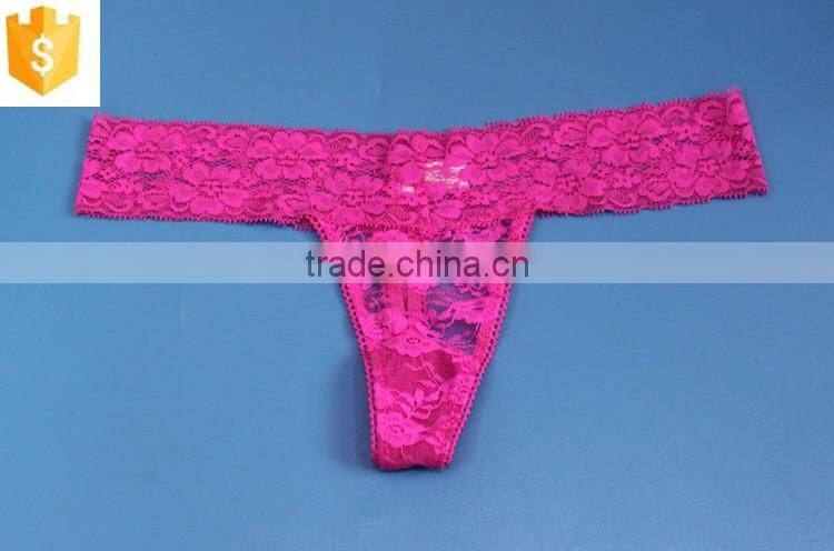 Comfortable Sexy Hot Sell Lace Pink Thongs Underwear Panty