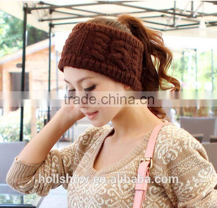 Best Selling Coffee Women Crochet Knitted Winter Headband