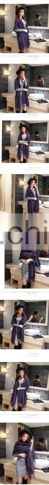 New Style Winter Autumn Tassel Cashmere Feel Woven Tartan Acrylic Scarf