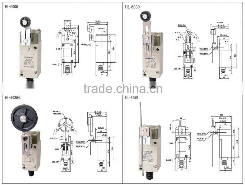 2015 Made in china alibaba AC 250V 5A HL limit switch az-8104