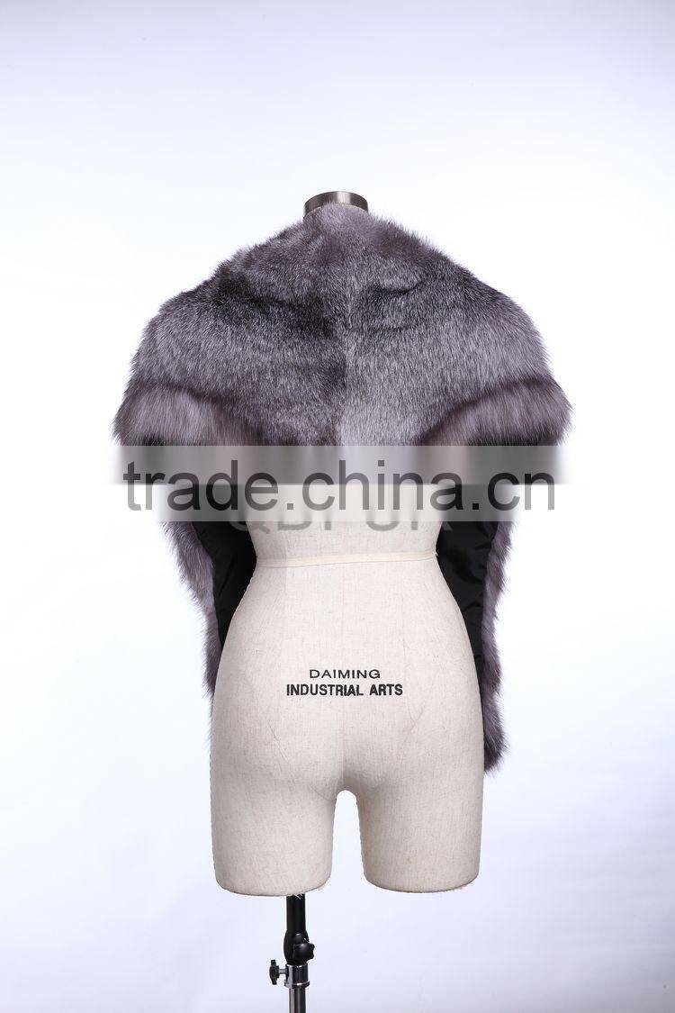 QD29240 Genuine Silver Fox Fur Shawl