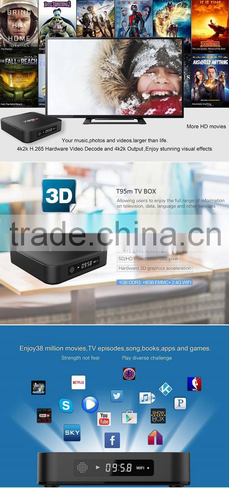 T95M iLepo plus 4K low configuration 1GB RAM android 5.1 LED display OTT TVBOX