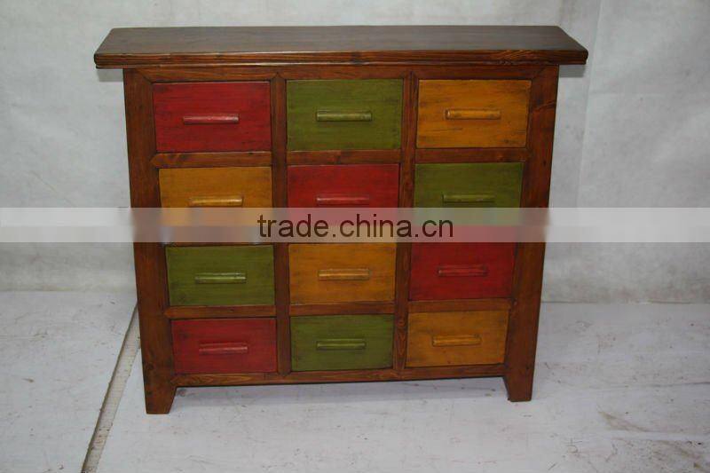chinese antique two door two drawer small cabinet