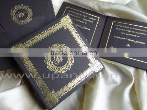 Brown Foil Printed Wedding Invitation Box