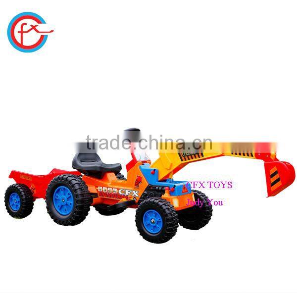 New kids electric bike drivable toy digger with trailer 615