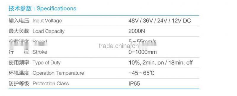 FY019 12v 24v linear actuator with 6 inches car head lights
