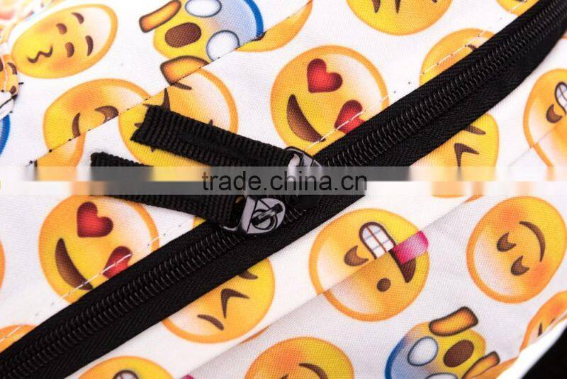 Taobao Top Selling High Quality Polyester Custom Emoji Backpack Bag