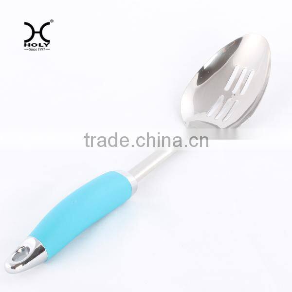 Stainless steel slotted turner with ABS +TPR handle
