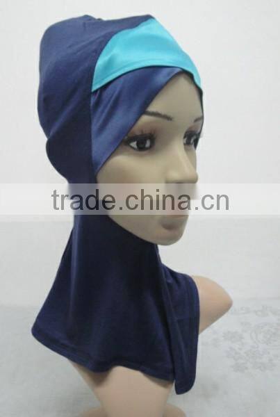 C049 new style both sides two color satin crossover ninja inner underscarf,full underscarf to cover neck