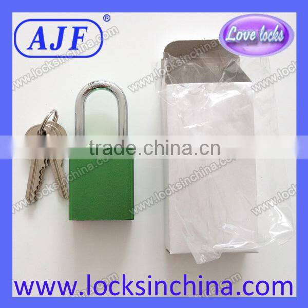 AJF high quality and top security colourful aluminium padlock with keys