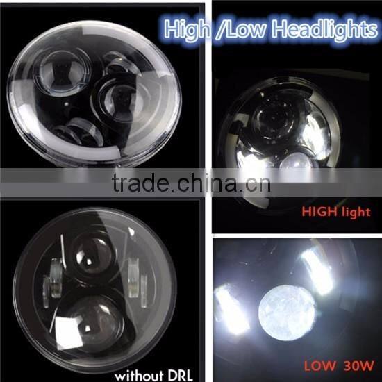 Angel Eyes 7'' LED Headlight For Jee-p Wrangler JK TJ LJ H4 Hi-lo Beam Front Driving Headlamp Styling For Harley motorcycle