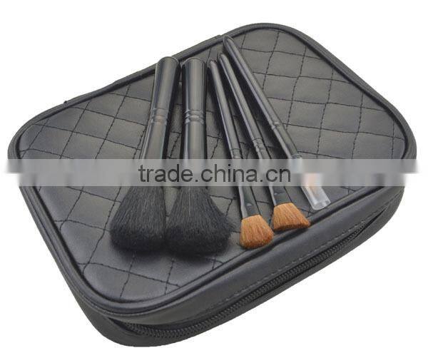 5pcs Chequer Pony Hair Synthetic Hair Makeup Brush With zipper Bag