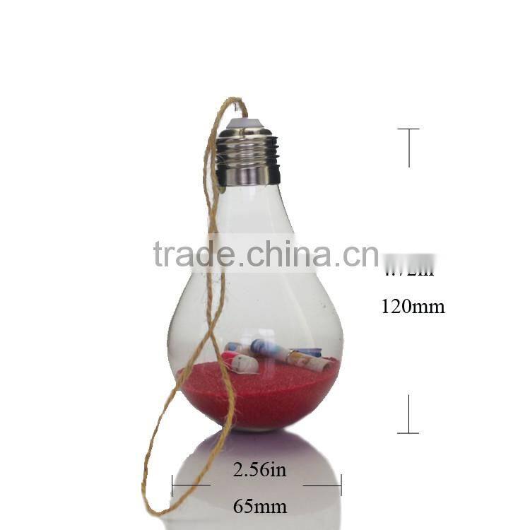 Clear Bulb Shape Hanging Wishing Glass Bottles,Glass Drift Jars With Message
