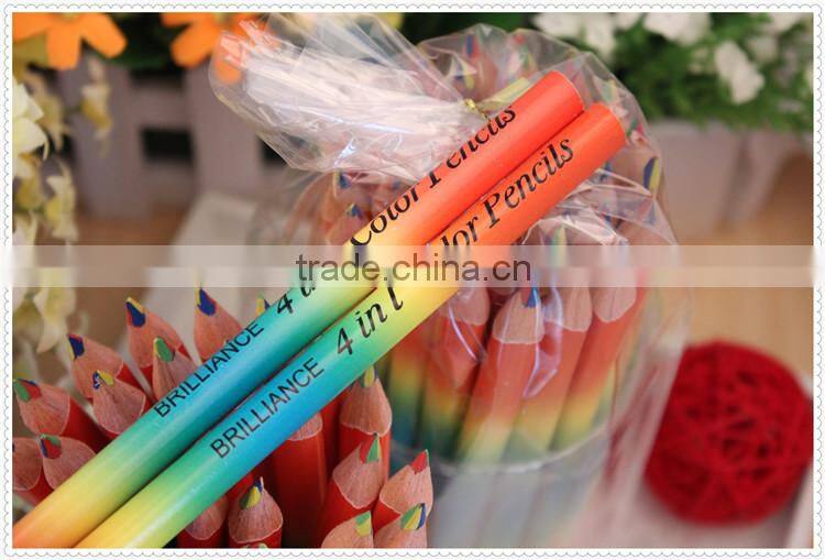 Triangle Jumbo wooden 4C-mixed color pencil in pvc tube