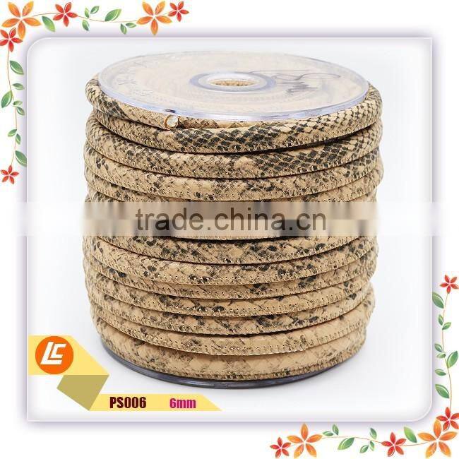 Green 6mm real fashion snakeskin leather cord stitched outside