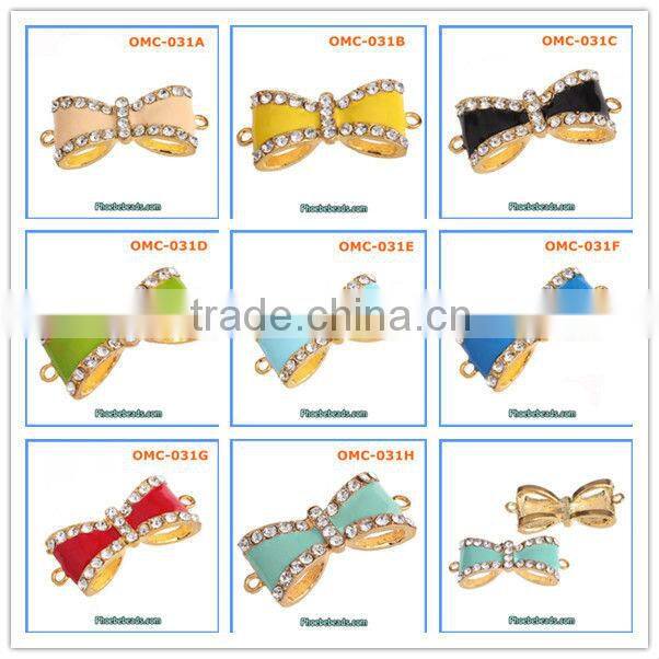 Wholesale Hot Sale Lavender Double Rhinestone Heart Connectors OMC-049A