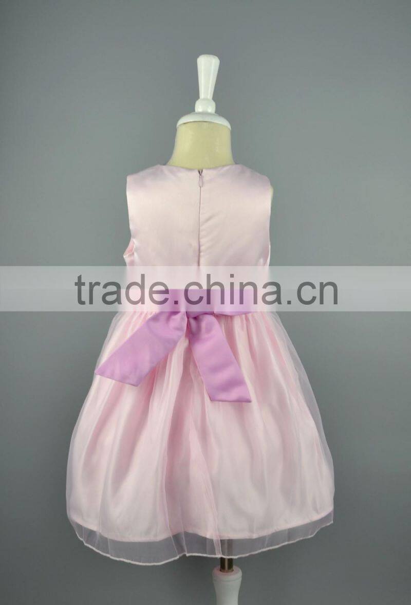 Hot Pink Flower Girl Dresses Polyester Chiffon Wedding Party Dresses Birthday Dress For Baby Girl