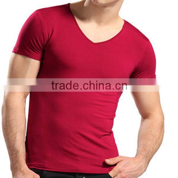 Hot! 2014 New Design Slim Mens V-Neck T shirt for Gym Sports (lyt-040005)