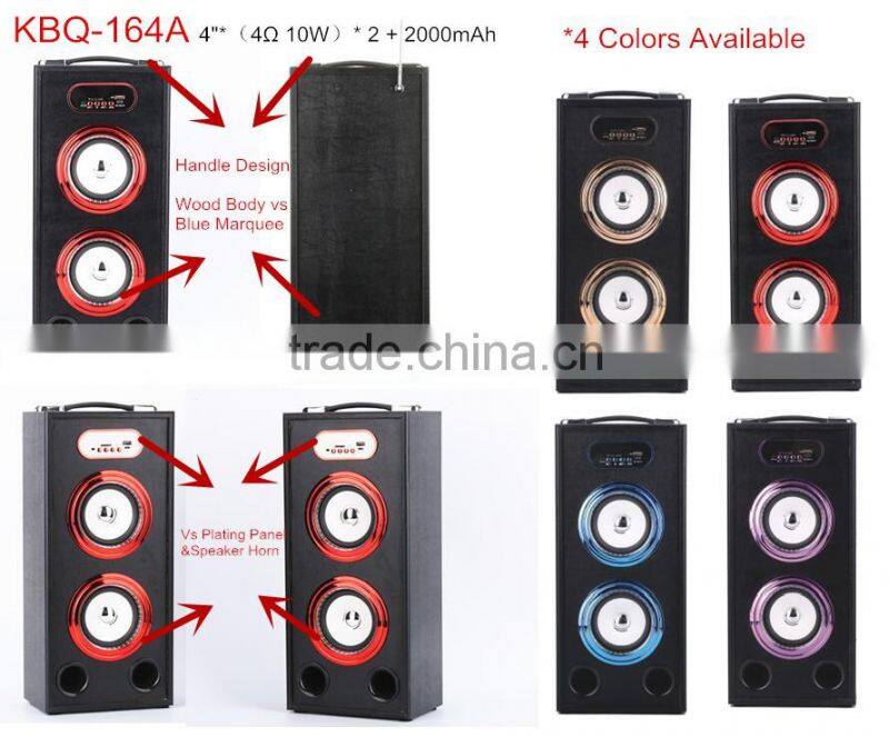 BBQ KBQ-164A 20W 2000mAh Multiple Designs Newest Plating Horn LED Screen Wooden Bluetooth Speaker