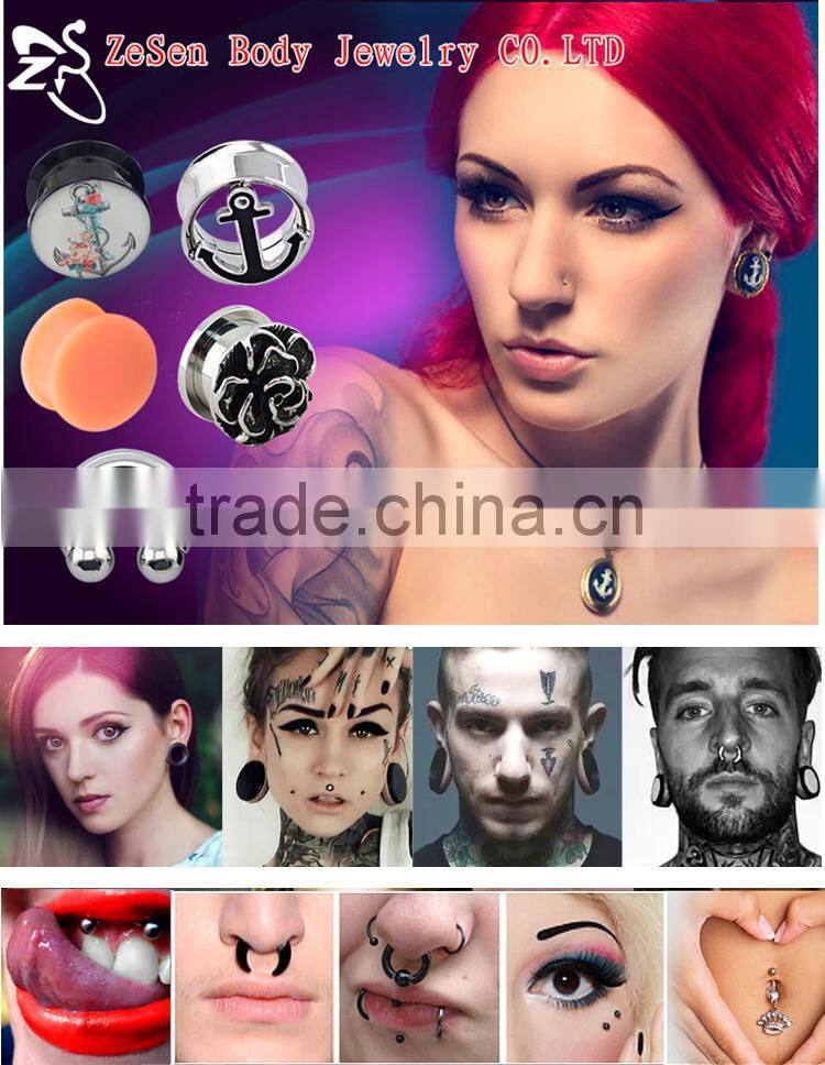 Wholesale 2016 latest fashion stainless steel zircon lip piercing jewelry rings