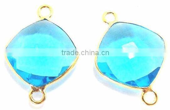 Sterling Silver B.T Quartz Cushion Faceted Gemstone Connector