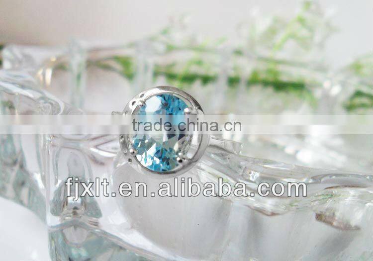 Latest Romantic 925 Sterling Silver Blue Topaz Jewelry Engagement Ring
