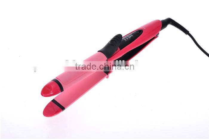 Fine hair straightener and curling iron in one LED