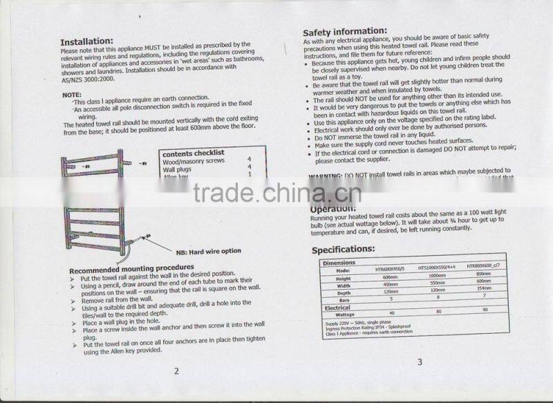 Empolo Factory Direct 1 M Hight Stainless Steel Towel Heater, Warm Towel Bar, Towel Dryer HTS1000X550