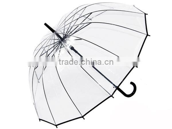 23" 14k Straight Transparent POE Rain Umbrella