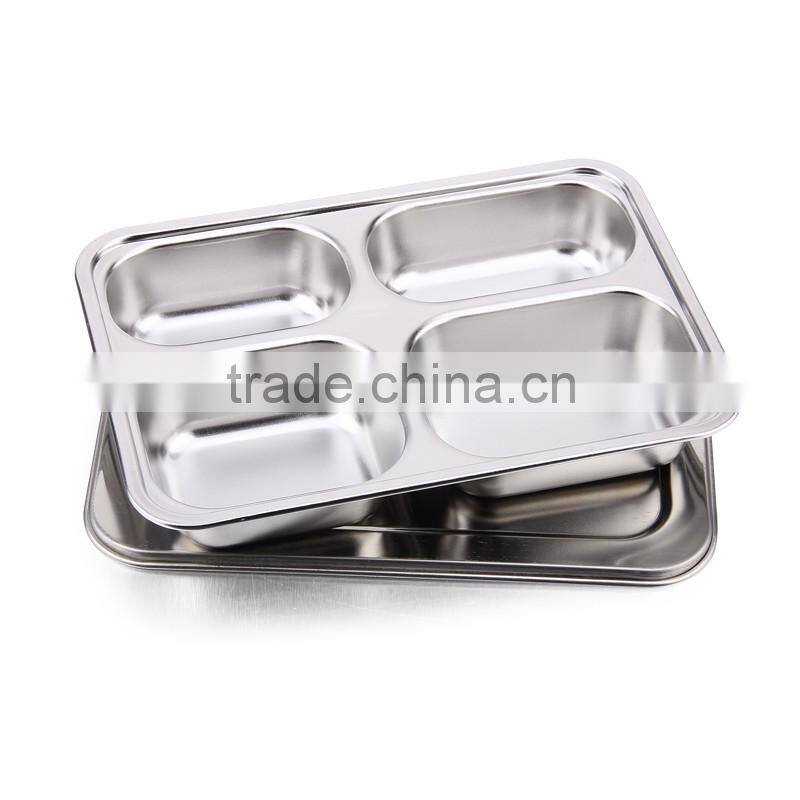 4 compartment stainless steel fast food tray & snack tray/plate
