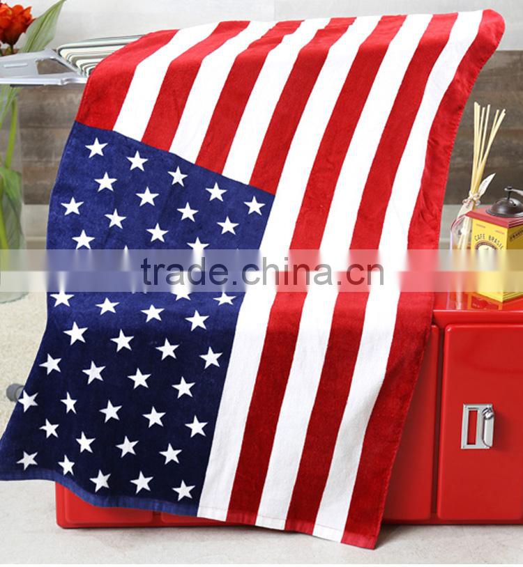 2015 HOT sell 100% cotton terry velour printing Canada logo beach towel Country style promotional towel