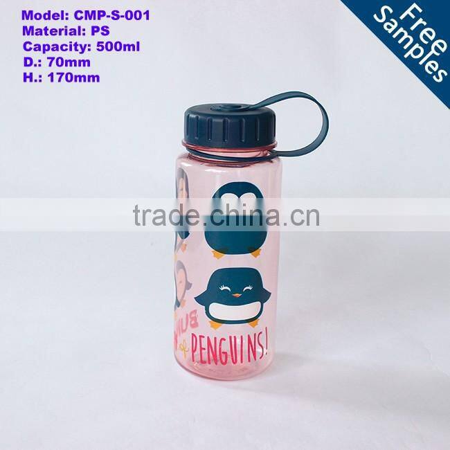 Foodgrade bicycle drinking water bottle,500ml bpa free plastic bottles,Portable BPA free water bottle