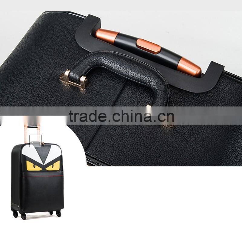 New Design Hot Selling PU Leather Material Travel Spinner Trolley Luggage