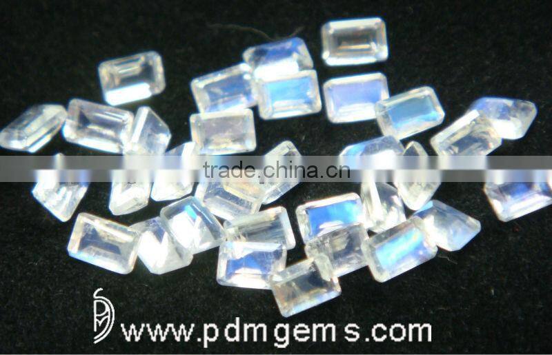 Natural Rainbow Moonstone Octagon Lot Cut For Silver Earring