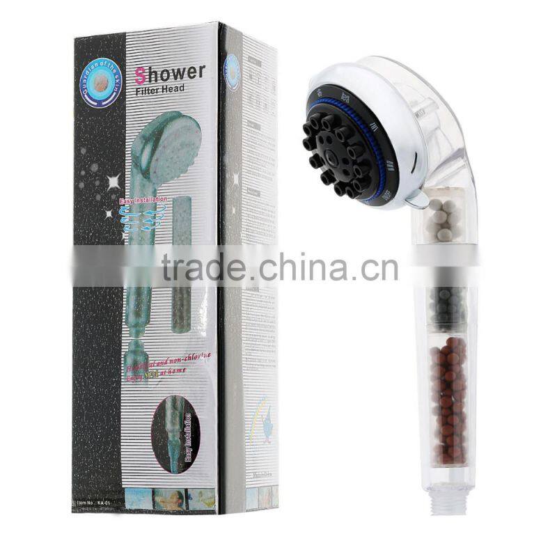 Filtered Hand Held Shower Head Filtration, High Pressure Rainfall Spa Water Saving, Negative Ionic Ion Flow Filter Handheld Show