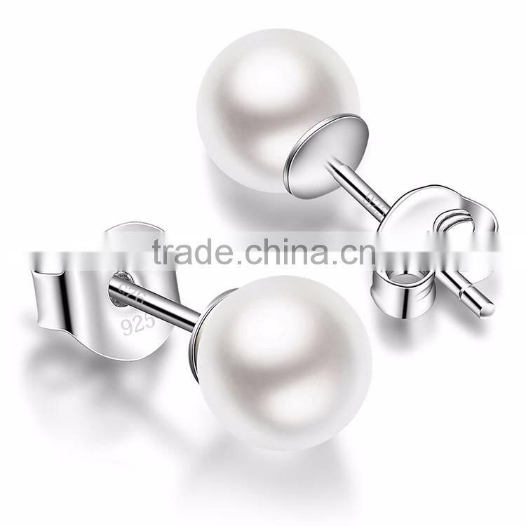 925 Sterling Silver Freshwater Cultured Button Pearl Stud Earring All Sizes