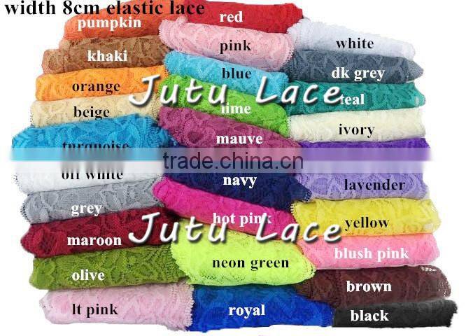 Hot-selling 8cm width lace elastic hair bands -stretchy elastic trim -decorative lace trim