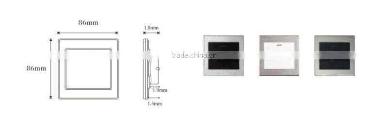 reset wall switch and socket , aluminium and stainless steel and PC panel