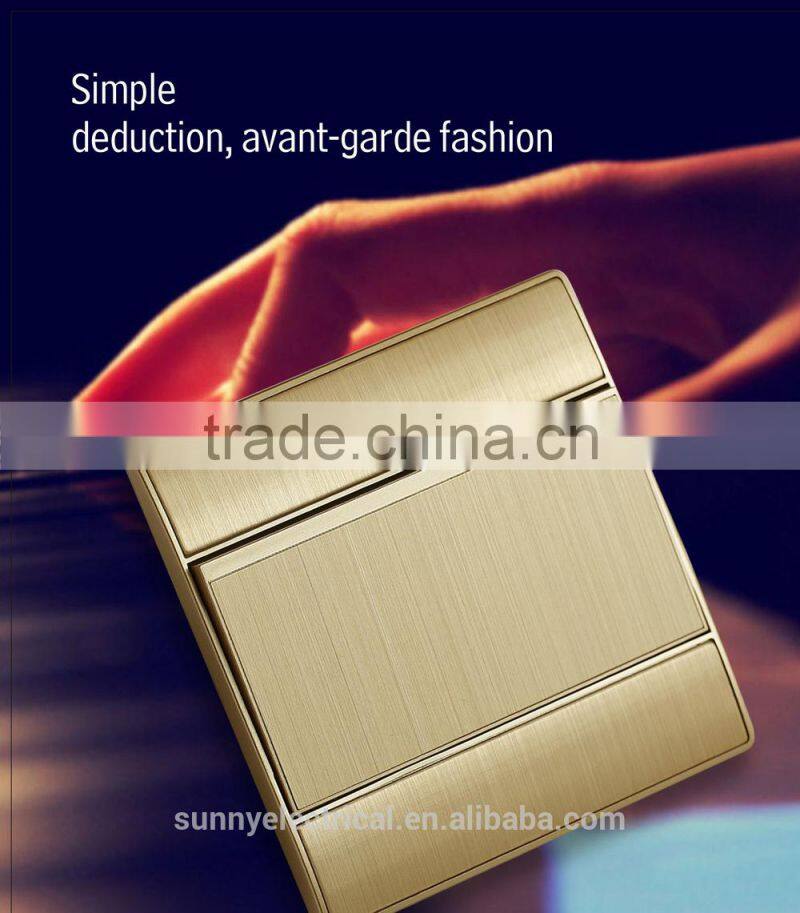 British style brushed aluminum golden 15A switched socket