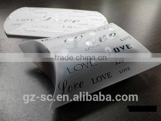 2014 sliver stamping recycled pvc pillow box