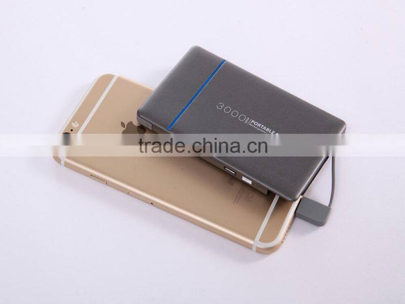 Fashion colored Extra Thin Power Bank 3000mah, Fast Phone Charger