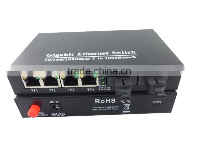 2SFP ports & 4 RJ45 ports fiber optic media converter , 10/100/1000Base fiber optic transceiver