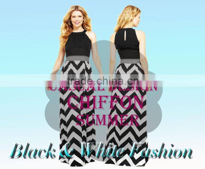 new summer wave stripe dress waist halter dress