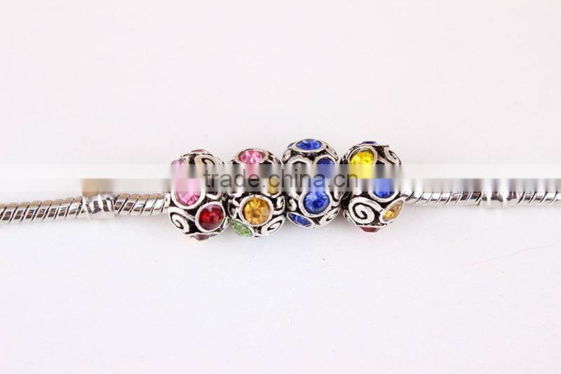 European Charms New Design Rhinestone Metal Beads Jewelry Findings Supplier Bracelet Charms
