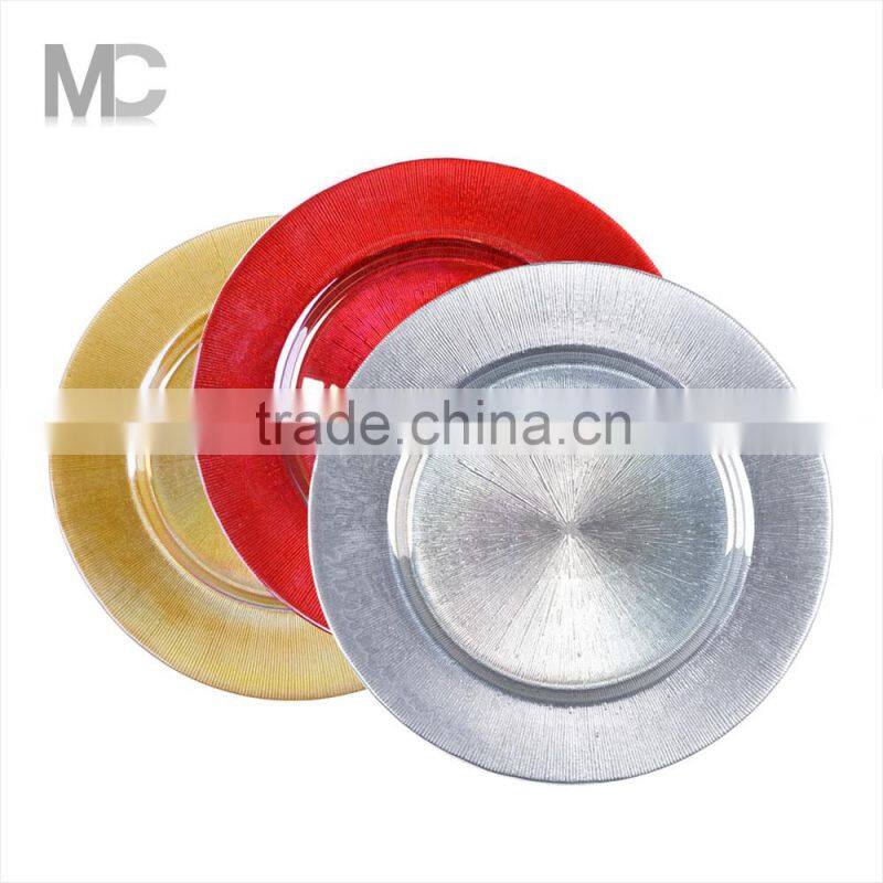 Wholesale Cheap Wedding and Catering Colorful Glass Charger Plates