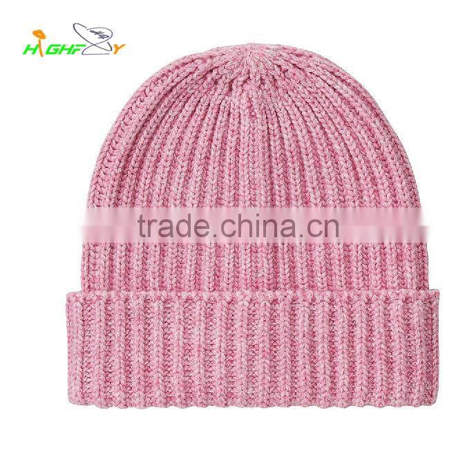 promation/high quality pink kniting Bobble Hat/Custom blank Beanie Hat, fashion beanie