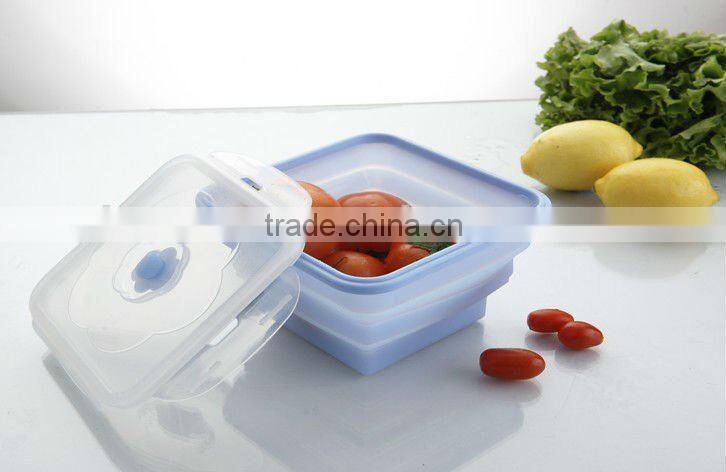 2013 hot selling food grade silicone collapsible hot case lunch box