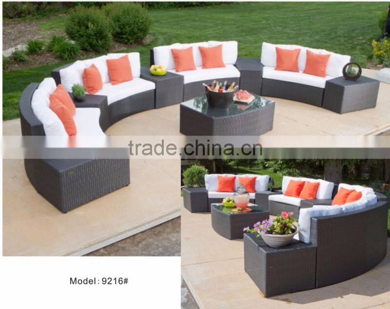 Rattan hotel sectional sofa half round shape hotel furniture sofa set